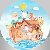 Lofaris Old Man With Cute Animals Round Baby Shower Backdrop